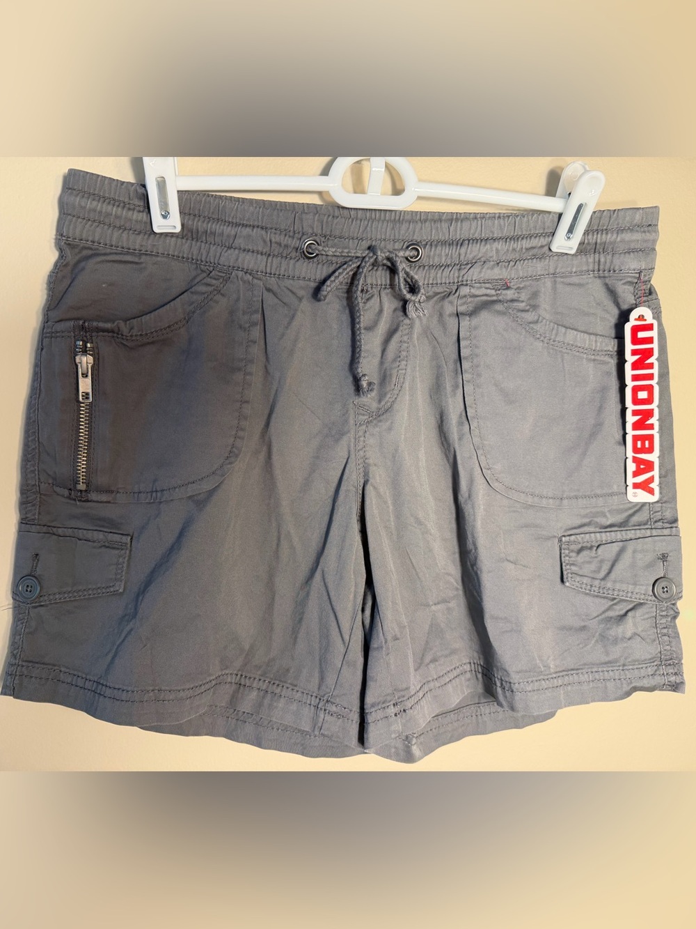 UNIONBAY Christy Girls Hybrid Stretch Drawstring Shorts in Gray